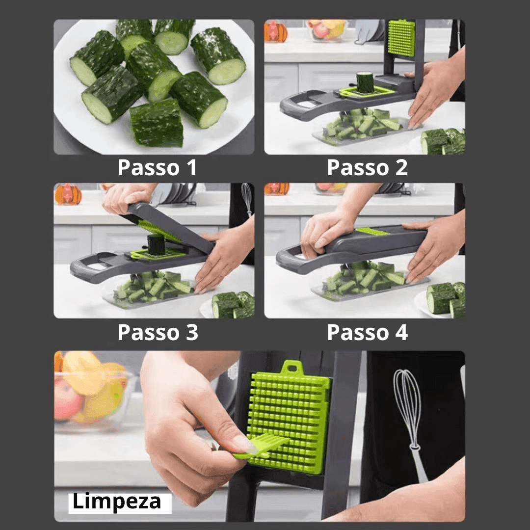 Cortador e Ralador de Legumes Multifuncional 14 Peças - Loja Relâmpago