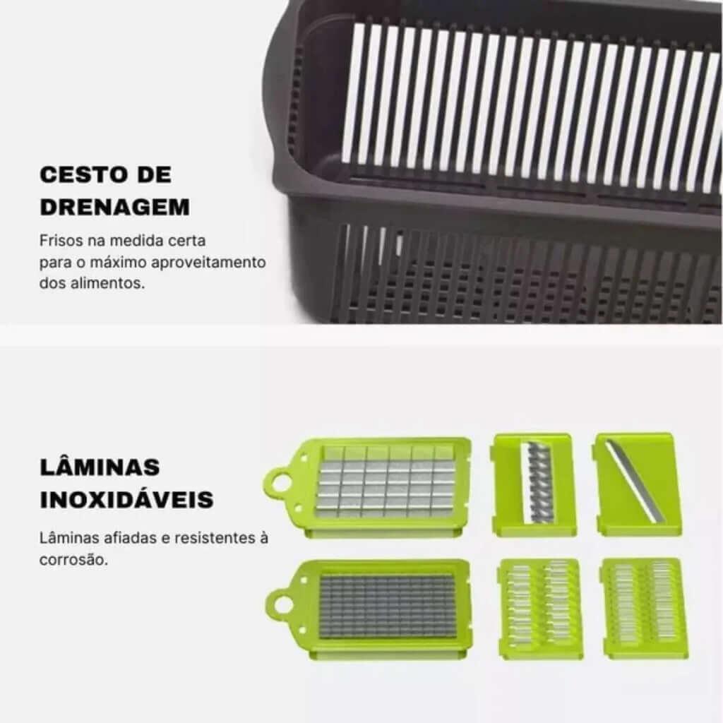 Cortador e Ralador de Legumes Multifuncional 14 Peças - Loja Relâmpago
