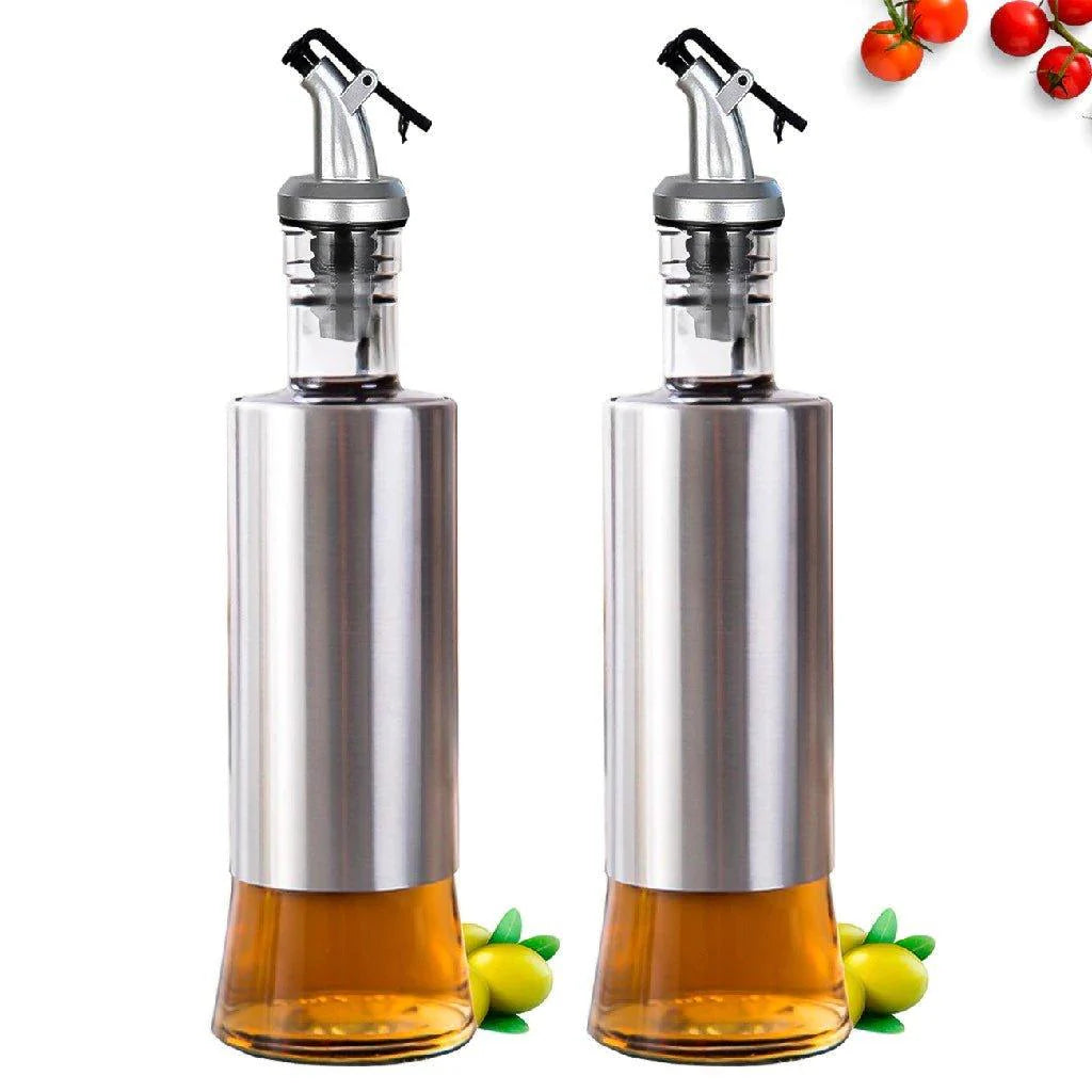 KIT 2 GALHETEIROS ELEGANCE - PORTA AZEITE C/ DOSADOR INOX 300ML - Loja Relâmpago