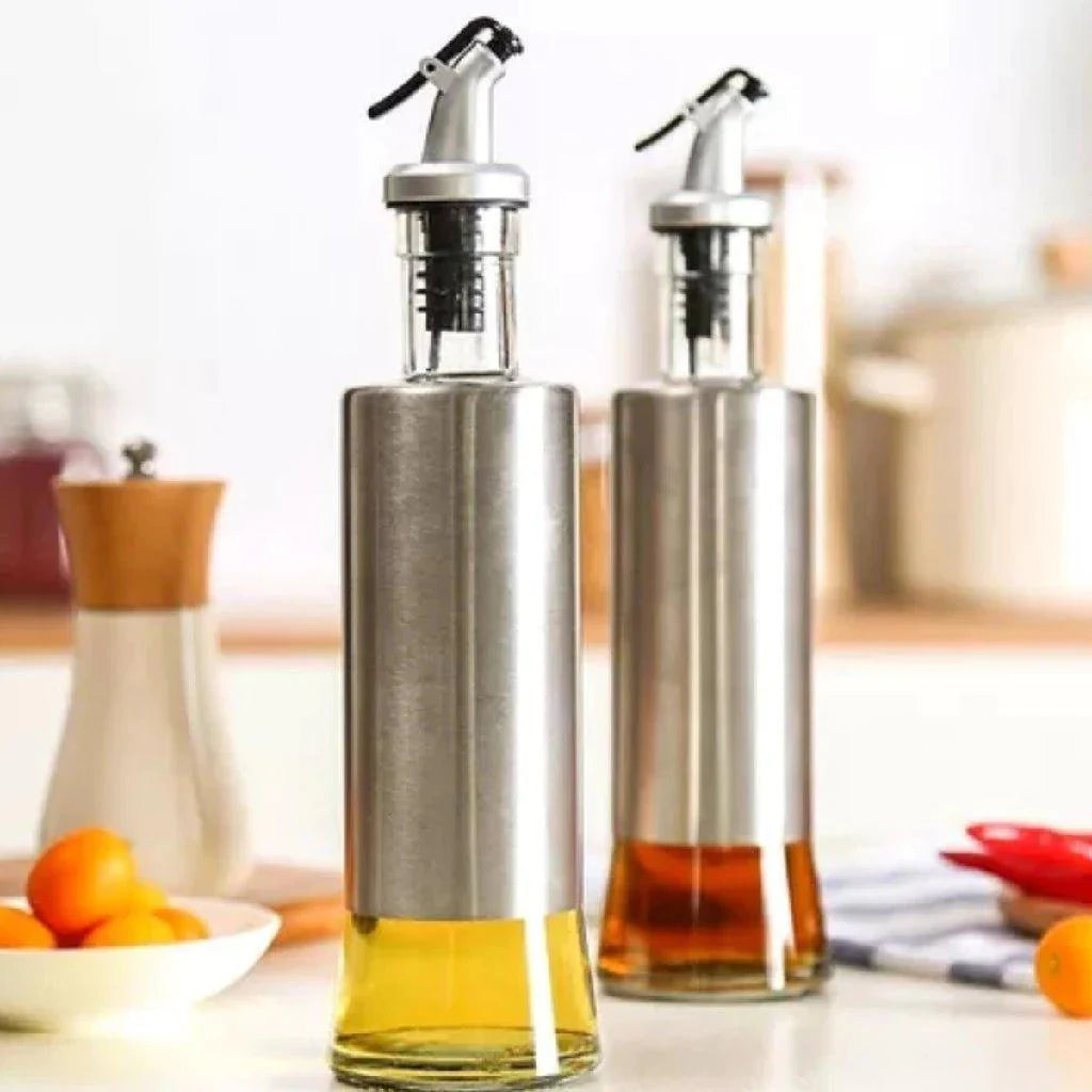 KIT 2 GALHETEIROS ELEGANCE - PORTA AZEITE C/ DOSADOR INOX 300ML - Loja Relâmpago
