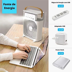 Ventilador com Umidificador de Ar Portátil - Loja Relâmpago 