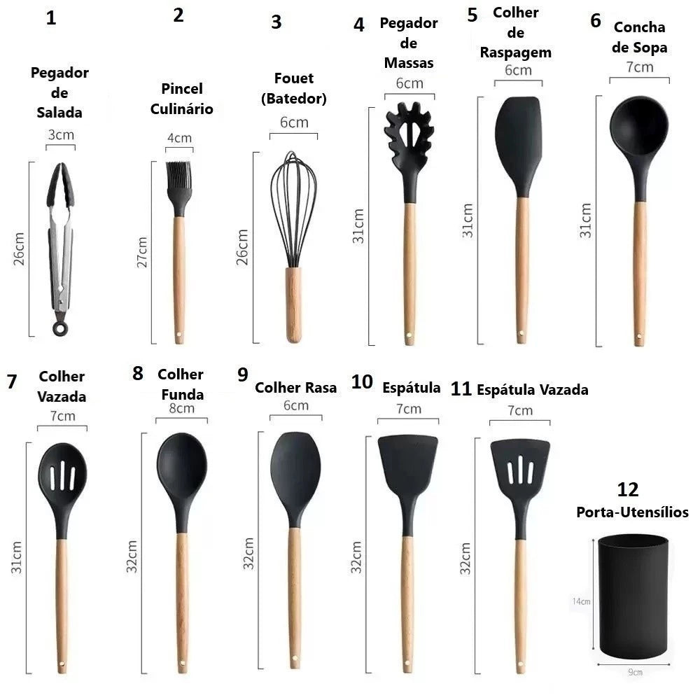 Kit Talheres de Silicone Giullia C/12 Peças