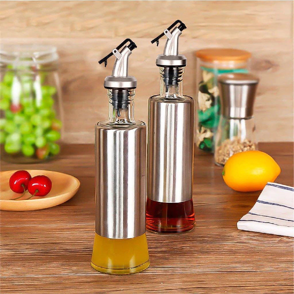 KIT 2 GALHETEIROS ELEGANCE - PORTA AZEITE C/ DOSADOR INOX 300ML - Loja Relâmpago 